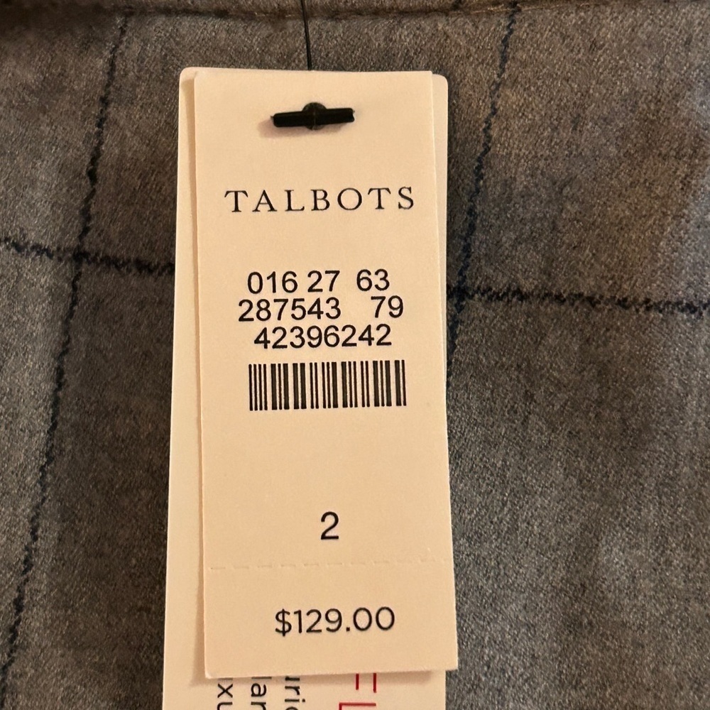 Talbots Italian Flannel Wool Wide Leg Plaid Trousers 2 - Picture 9 of 10